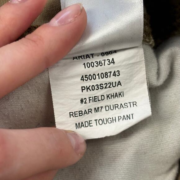 Ariat Rebar M7 Mens 32x29 Slim Fit Straight Leg Workwear Khaki Cargo Pants - Picture 7 of 13